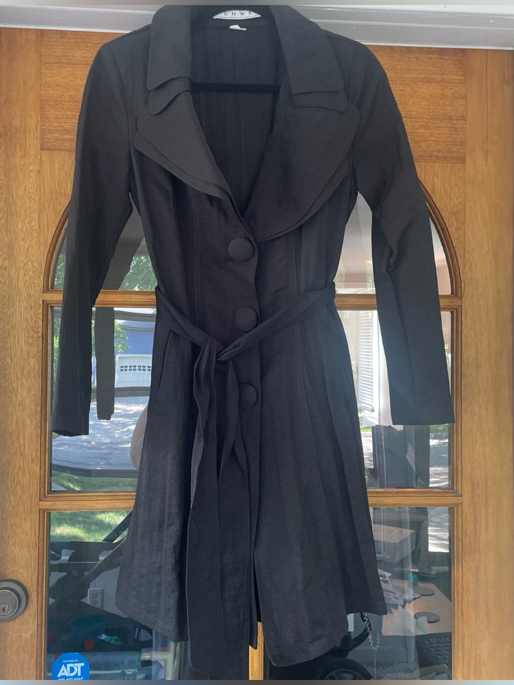 Runway Connection Black Trenchcoat Size XS Tag Cut